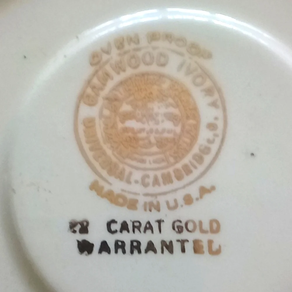 4 vintage camwood ivory saucers